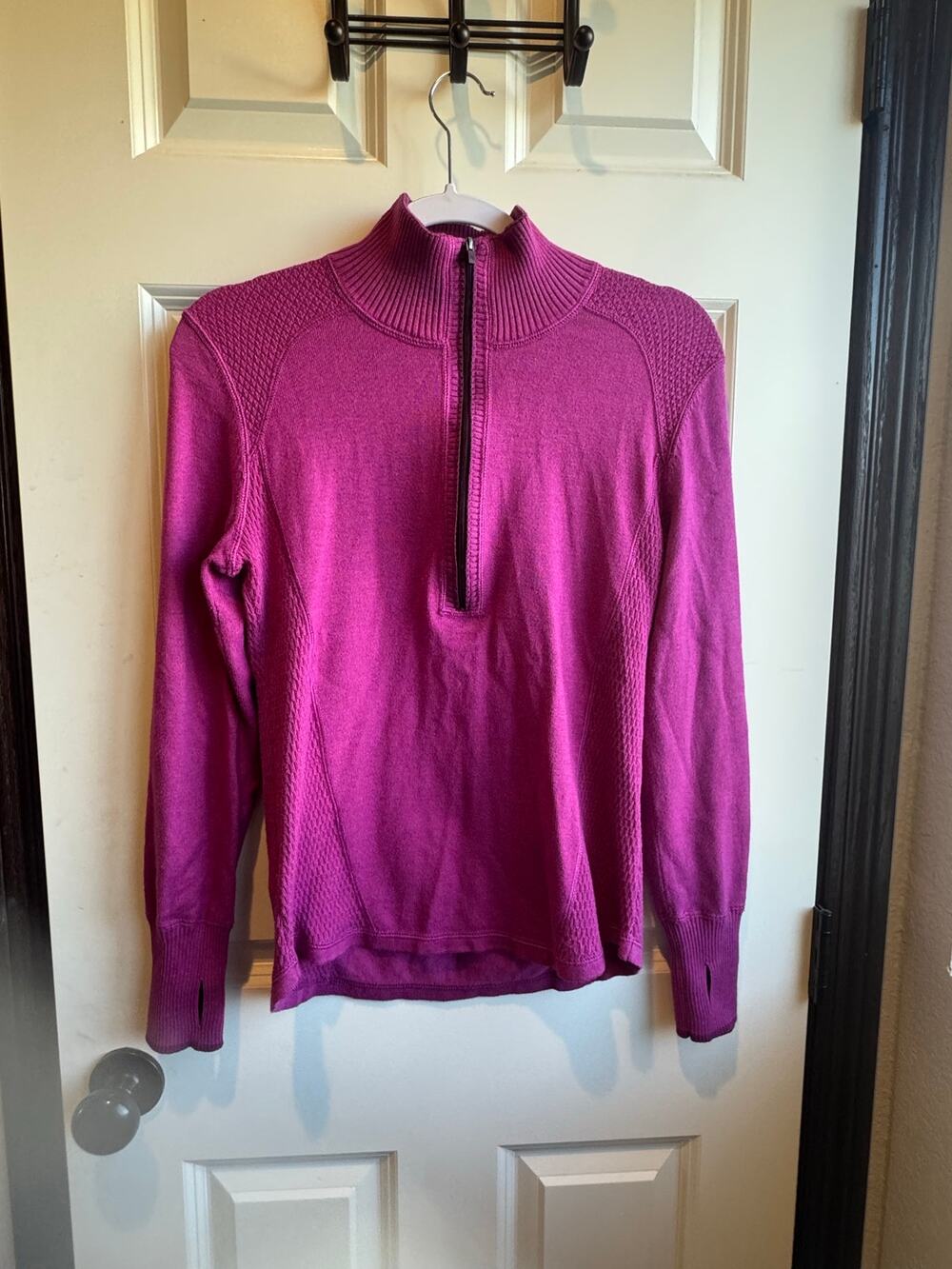Eddie Bauer Womens Purple 1/4 Zip Pullover Sweater Size M